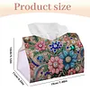 Flower Gem DIY PU Diamond Painting Tissue Box Kit Desktop Tissue Holder with Rhinestone Diamond Desk Decorative Tissue Box for Adults Desktop Storage Organizer