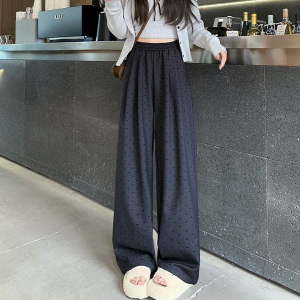 ハート柄 ファッション ハイウエスト 配色 ガウチョパンツ