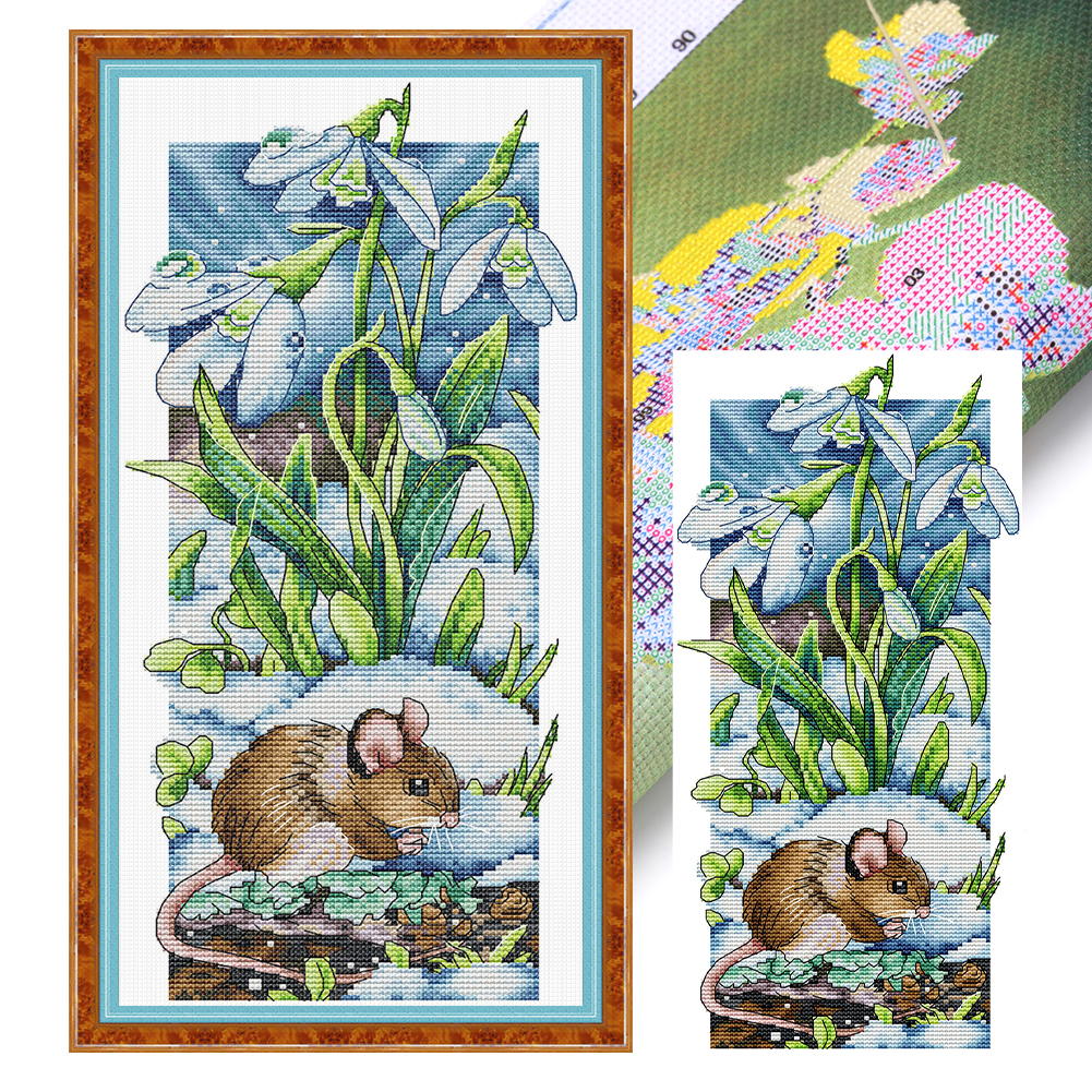 Four Seasons In The Forest (Spring) Partial 14CT Pre-stamped Canvas(18*38cm) Cross Stitch(backstitch)