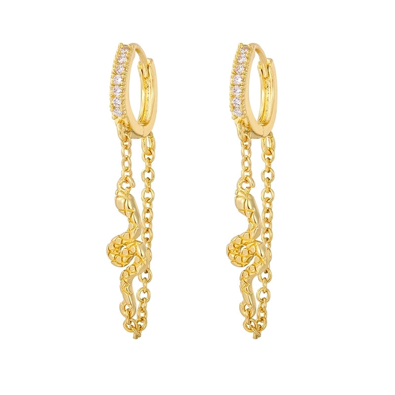 1 Pair Classic Style Snake Plating Inlay Copper Zircon White Gold Plated Gold Plated Ear Cuffs