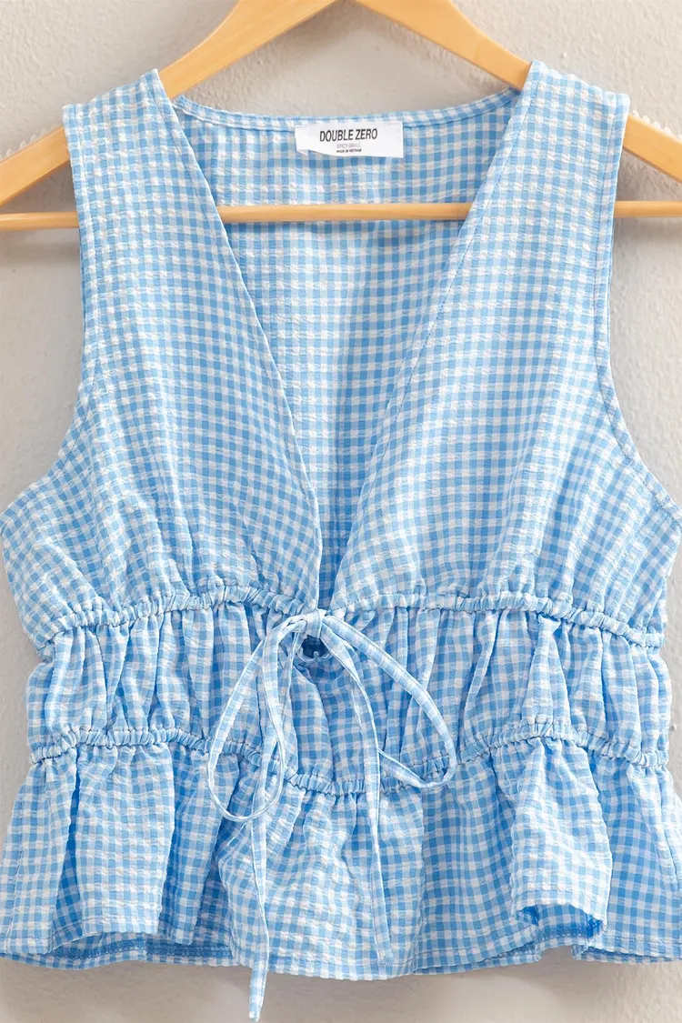 Tie Top Gingham Short Set