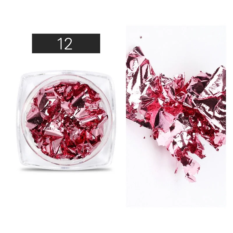 1Box Gold Silver Green Nail Art Foil Paper Colorful Irregular Aluminum Nail Sticker Glitter Gel Polish Decoration