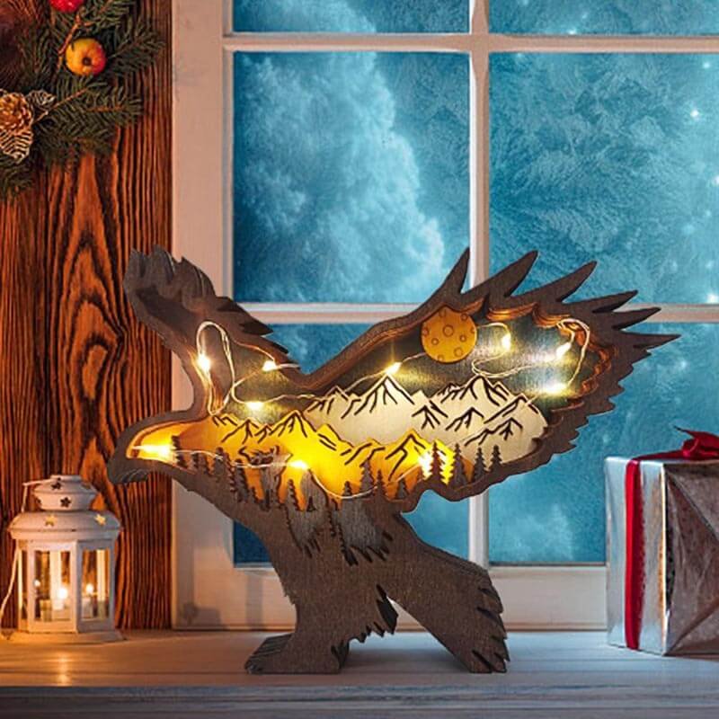WoodyOrnament Eagle Carving Handcraft Gift