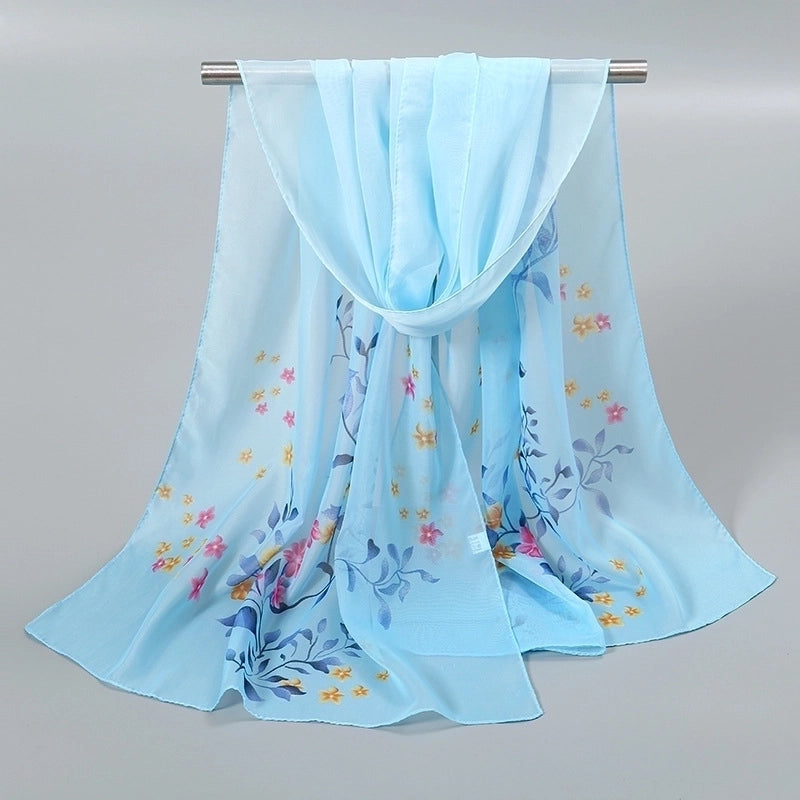 Women’s Sweet Flower Chiffon Printing Silk Scarf