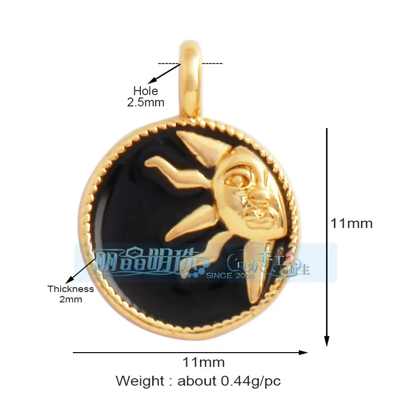 1 Piece 12 * 23mm 15*15mm 5*12mm Hole 5~5.9mm Half 925 Silver Zircon Sun Moon Pendant Jewelry Accessories