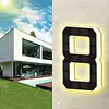 LED Illuminated Modern Address Sign Waterproof Personalized Solar Powered Address Number Dusk To Dawn Adhesive Or Screw Mount for Outside House Light Up Courtyard Hotel Bar