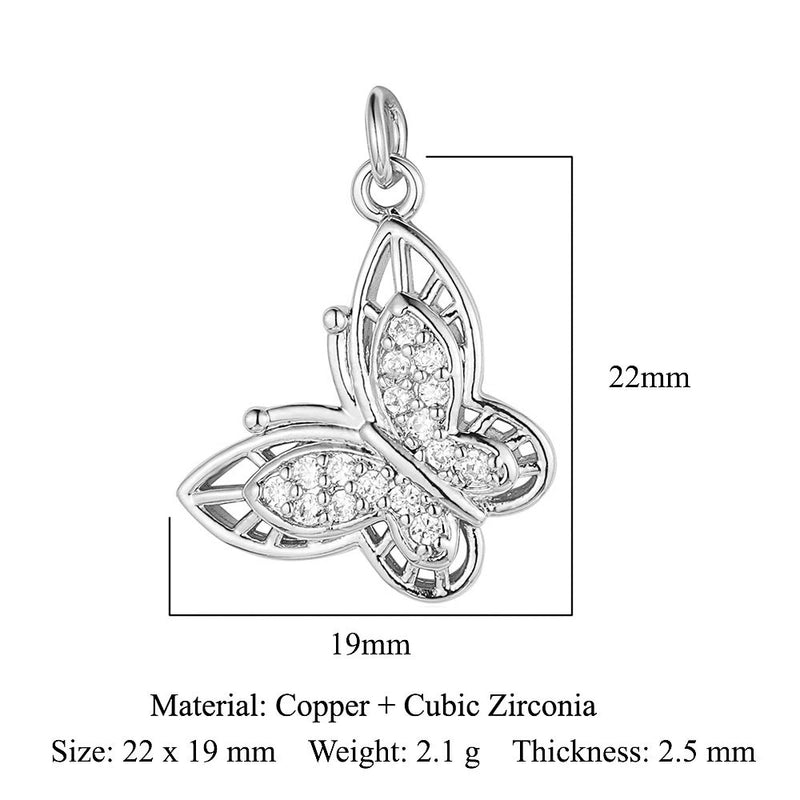 3 Pieces Copper Zircon 18K Gold Plated Dolphin Butterfly