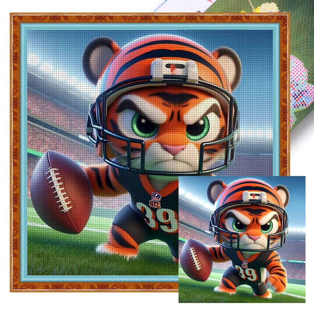 Cincinnati Bengals Full 11CT Pre-stamped Canvas(40*40cm) Cross Stitch