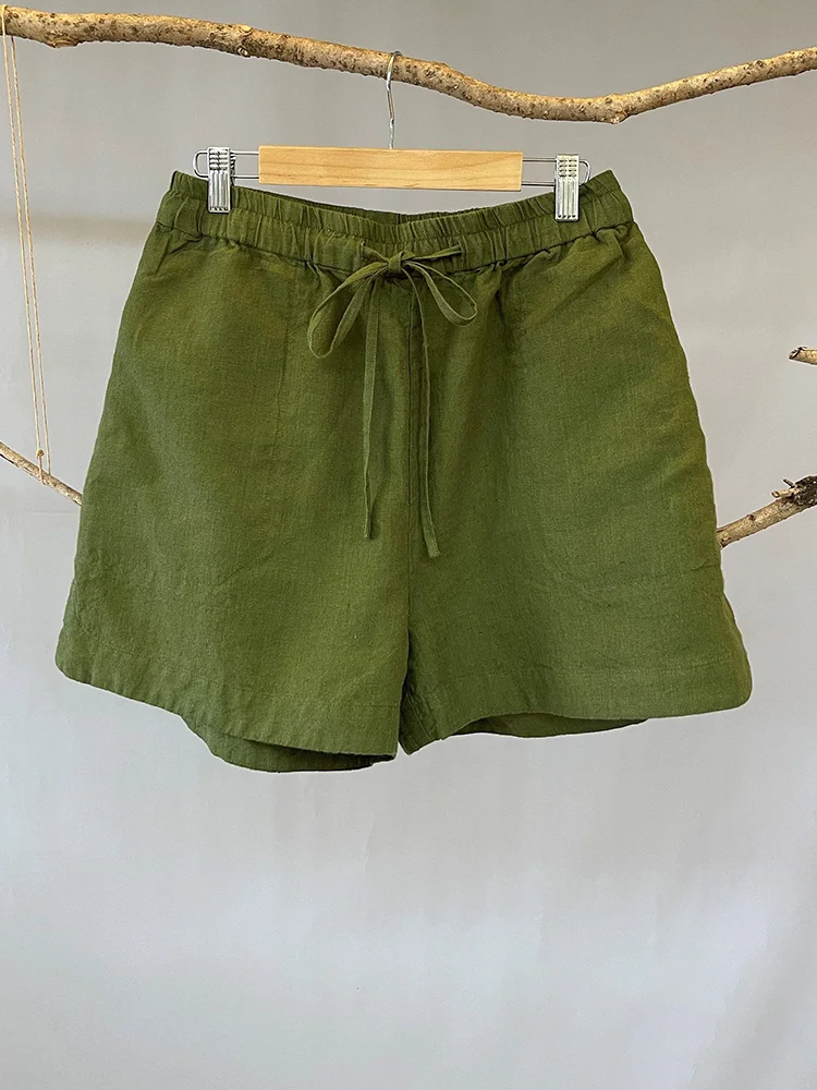 Simple Design Casual Cozy Cotton Linen Shorts