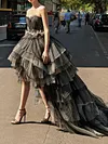 Off-The-Shoulder Split-Joint Mesh Asymmetric Bandeau Maxi Dress