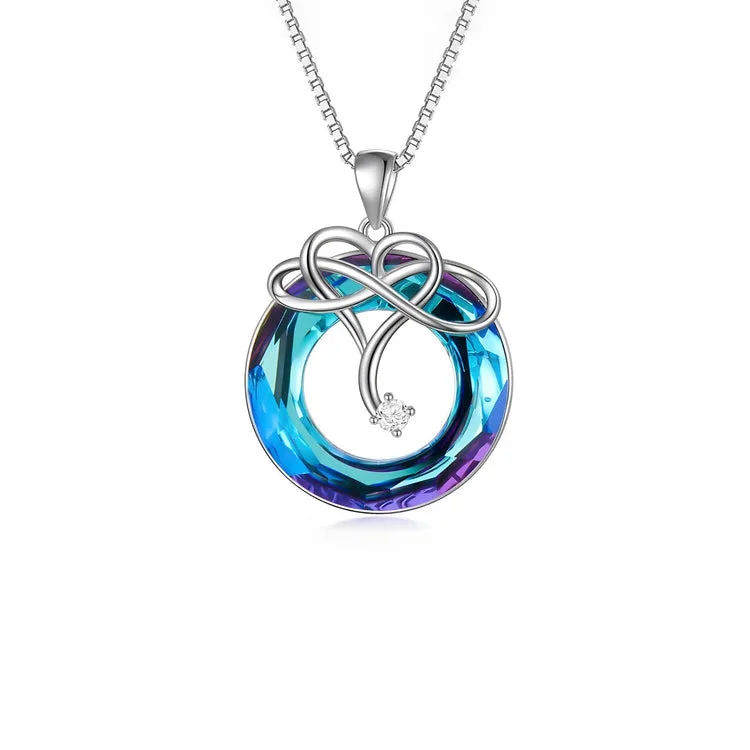 For Daughter - S925 My Love for You is A Journey Starting at Forever and Ending at Never Infinity Crystal Necklace