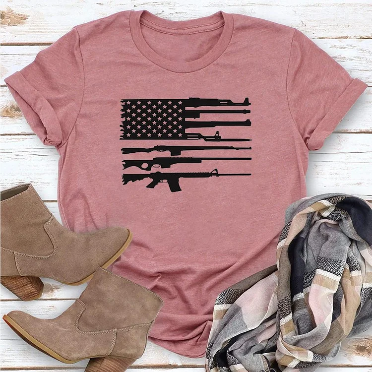Independence Day Flag Gun T-shirt Tee-Annaletters