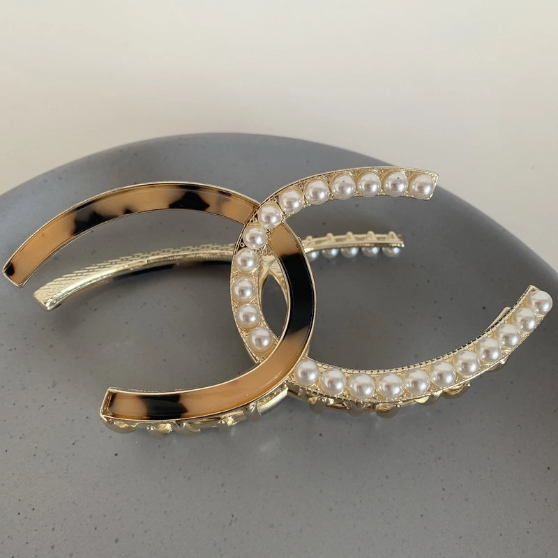 Elegant Geometric Metal Inlay Artificial Pearls Hair Claws