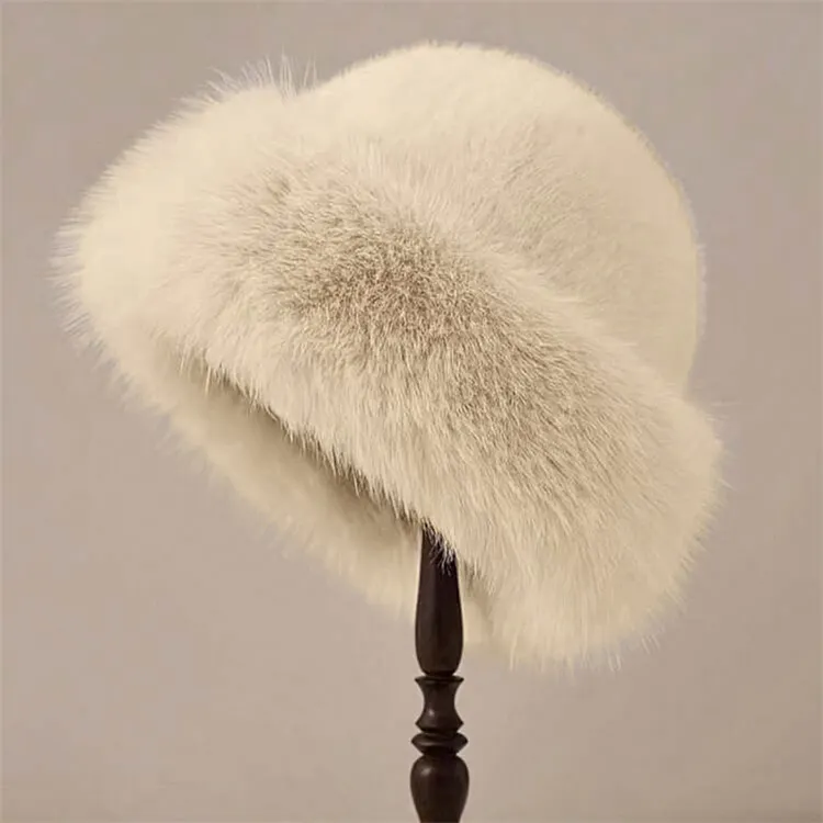 Vintage Basic Cozy Fur Trim Knit Hat