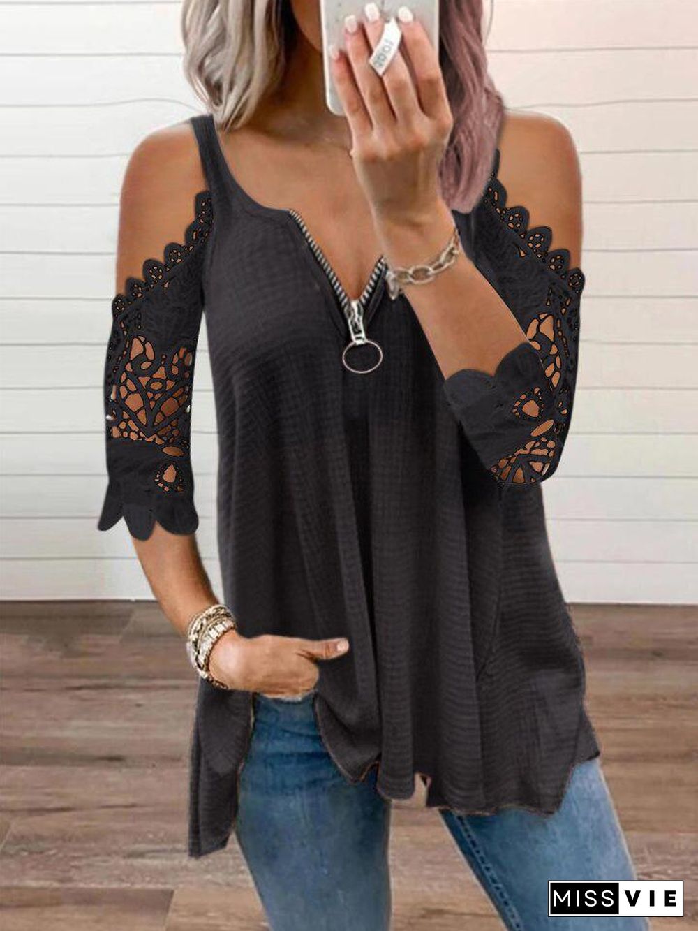 Women's V-neck Half Sleeve Tops