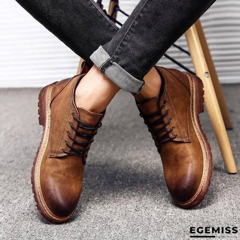 Leather Hight Top Warm Snow Boots Oxfords Plush Ankle Work Fur Men Boots | EGEMISS