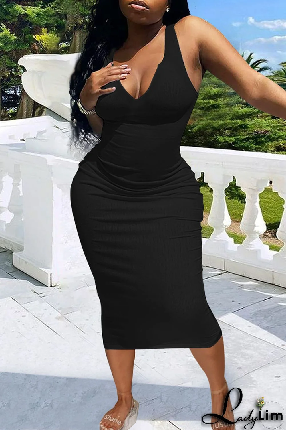 Blue Sexy Solid Patchwork Spaghetti Strap One Step Skirt Dresses