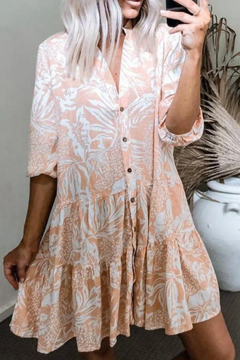 Half Sleeve Shirt Casual Print Dress