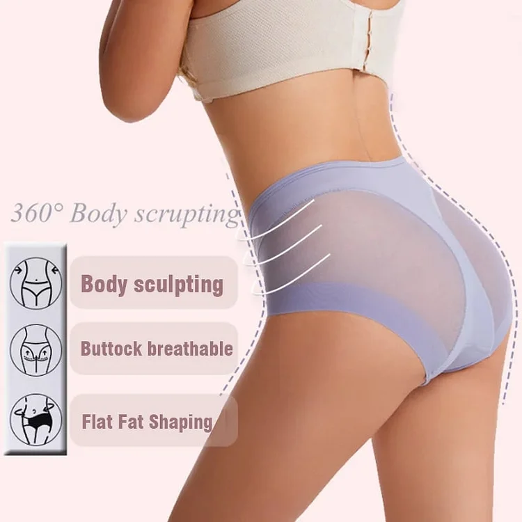 Seamless Ice Silk High Waist Bodycon Briefs - Pay 1 Get 4 (4 Packs)