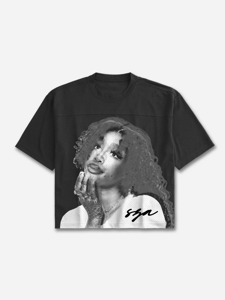 Simpfit Vintage Sza Grafik Mesh Fußball Jersey T-Shirt