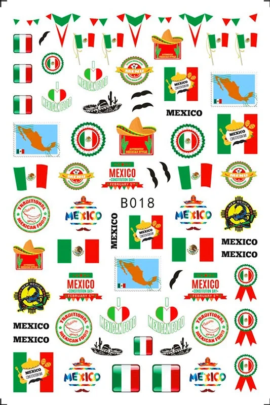 3D Flag Sport Nail Stickers for Manicure Fire Clover Decoration Decals Back Glue Designer Gymnastics Nail Art Sticker