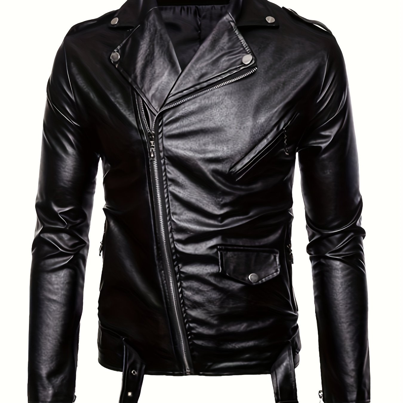 Waterproof And Windproof Men's Faux Leather Cycling Jacket - Stylish And Comfortable Outdoor Clothing With Zipper Front