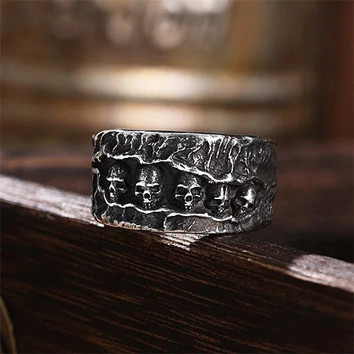 Retro Gothic Punk Style Skull Stainless Steel Ring