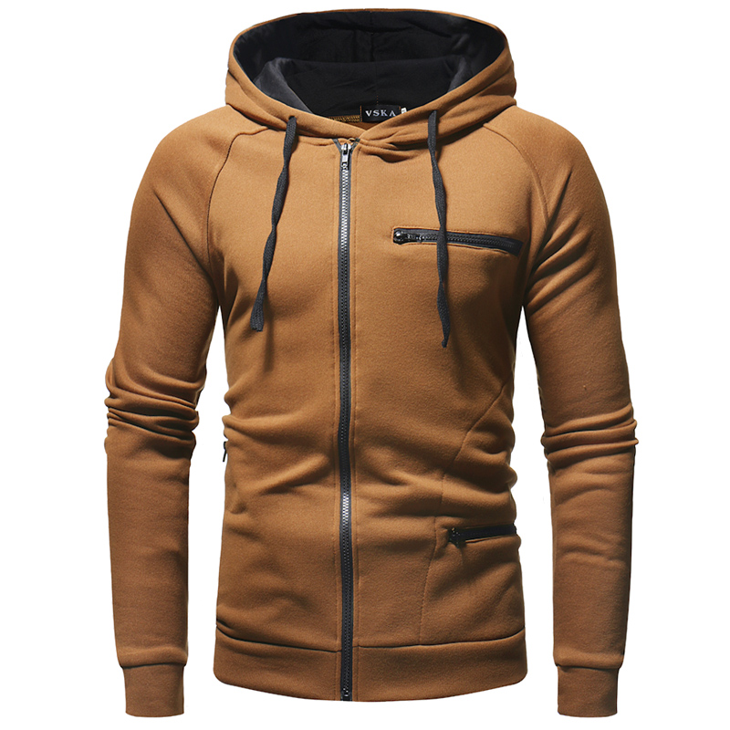 Men's Fashion Casual Solid Jacket Slim Fit Street Harajuku Zip Sports Hoodie