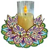 Mandala lotus acrylique DIY peinture en diamant porte-bougies sans bougies table de table de table pour d&eacute;butants adultes