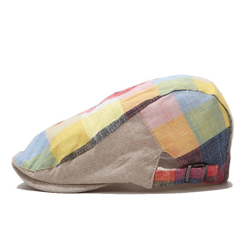 Beret Women’s Trendy Korean-style Plaid Cap Men’s Sunscreen Sun Hat Outdoor Casual Plaid Forward Hat