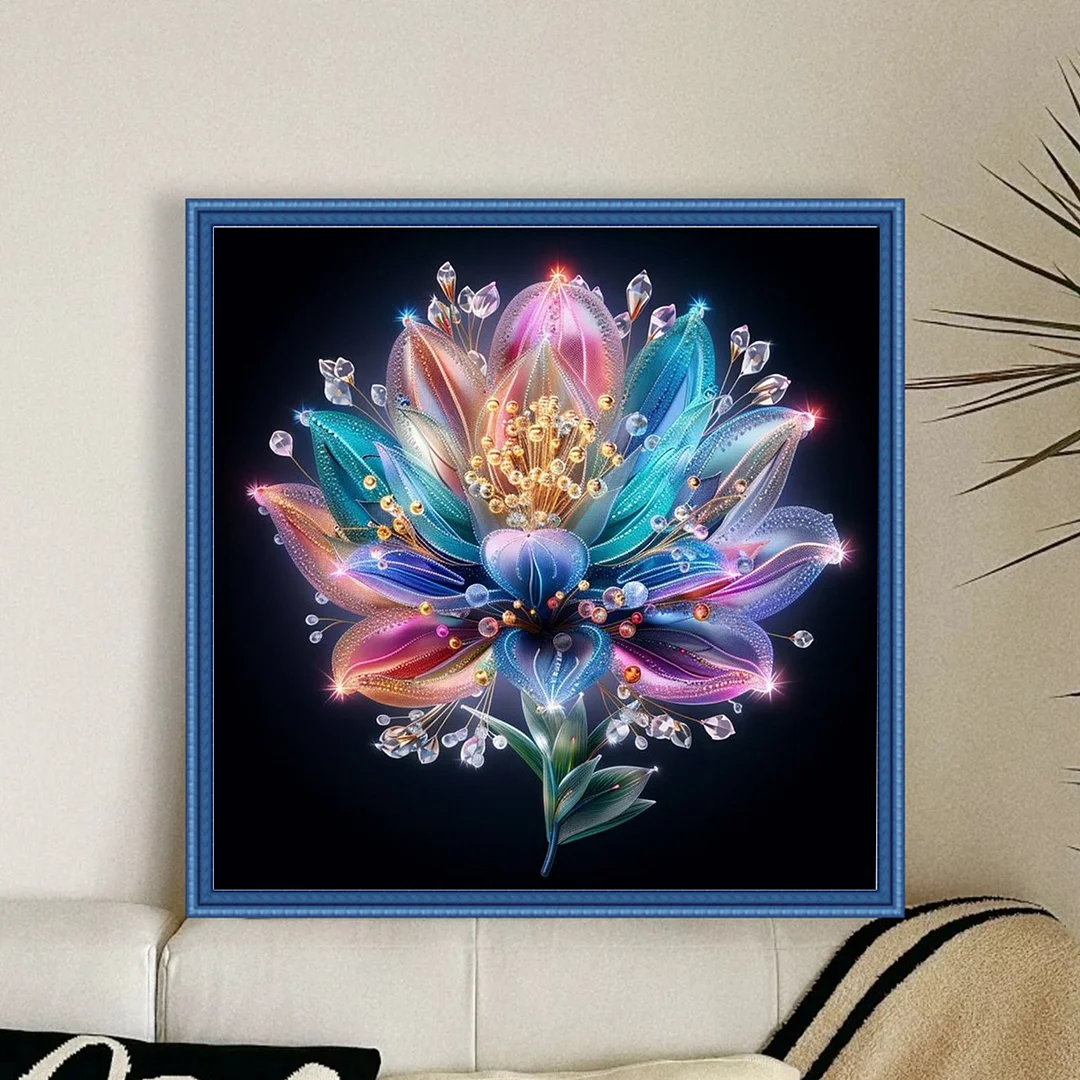 Lotus Full 18CT DIY Counted Cross Stitch Arts Kits for Adults Home Decor 30x30cm