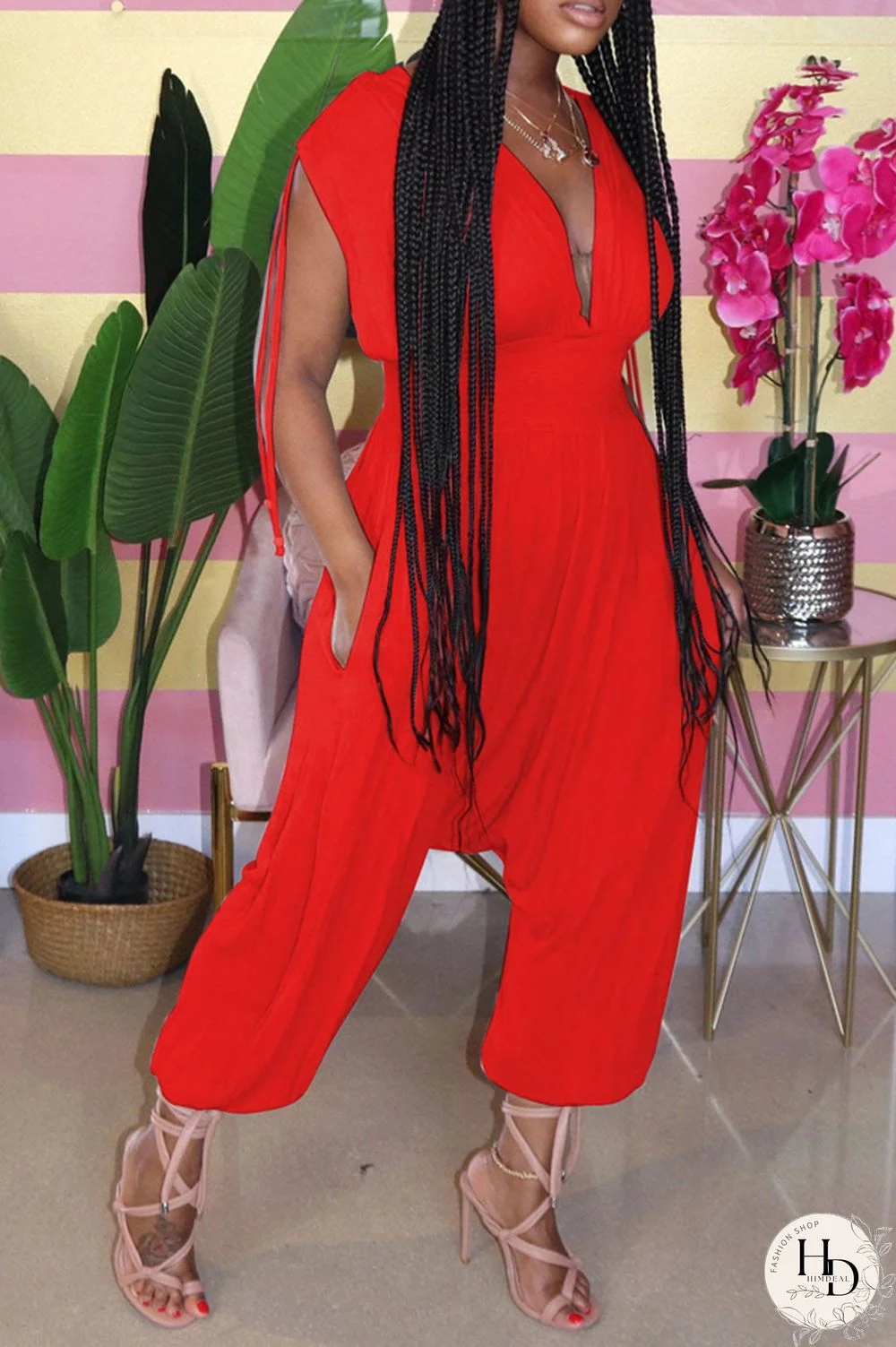 Black Sexy Patchwork Hollow Solid Chemical fiber blend Short Sleeve V Neck Jumpsuits