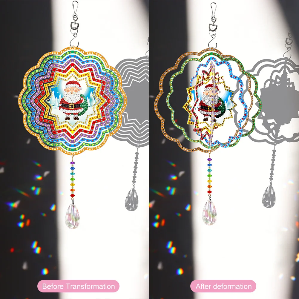 DIY Diamond Painting Rotatable 3D Wind Chimes - Santa(Double Sided)