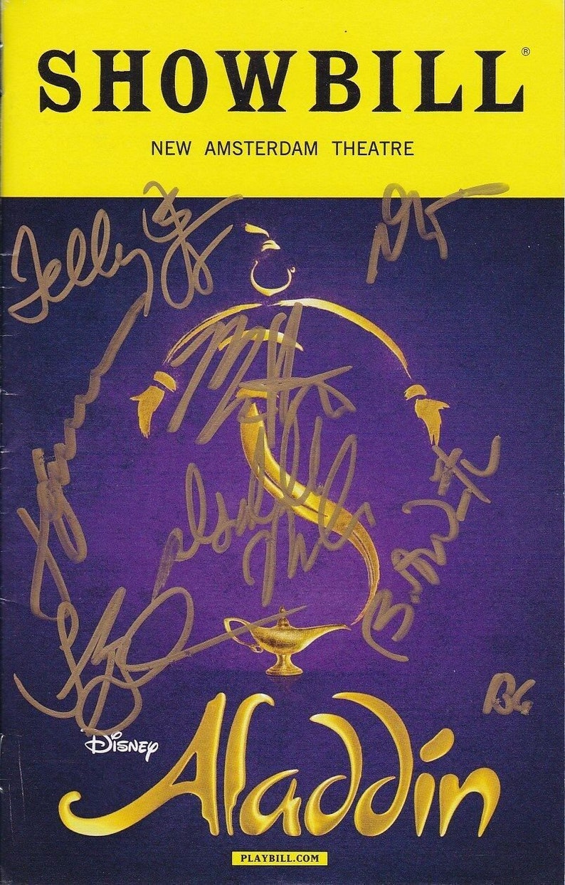 Disney aladdin signed autographed cast playbill