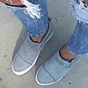 Women Faux Suede Wedge heel Sneakers Slip on Breathable Shoes