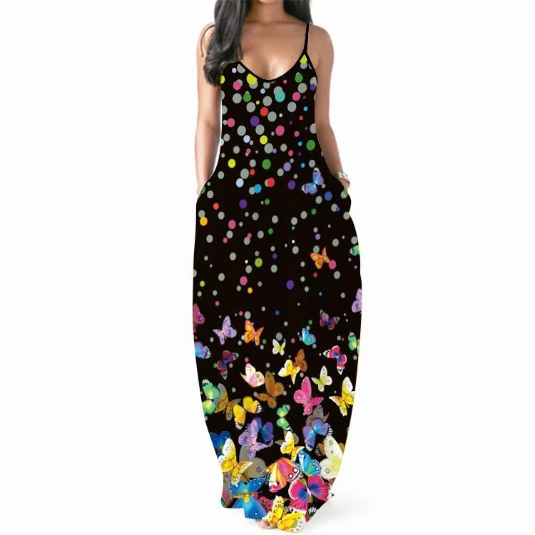 Sexy Printed Sling Dress-Mayoulove