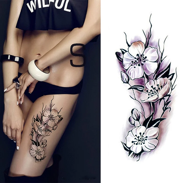 2017 Waterproof temporary tattoos stickers sexy romantic dark rose flowers henna fake body art flash tattoo sleeve