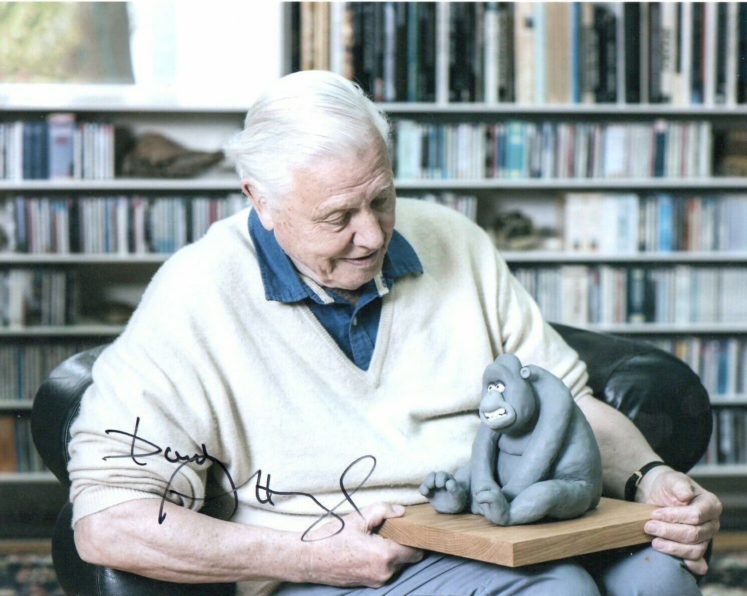 David Attenborough TV Presenter  Signed 10 by 8 inches Genuine Signature Photo Poster painting