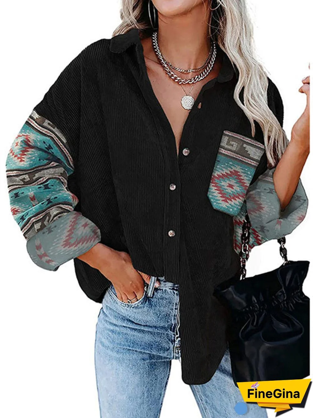 Women's Long Sleeve V-neck Fleece Button Casuals Tops