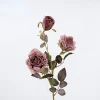 Autumn Vibe 3 Heads Burn Edge Artificial Stem Rose Flower