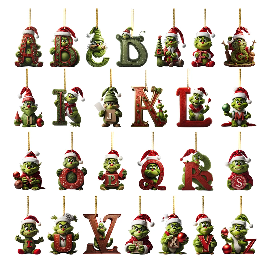 Christmas Acrylic Grinch Xmas Tree Hanging Ornament Hanging Green Monster Decor