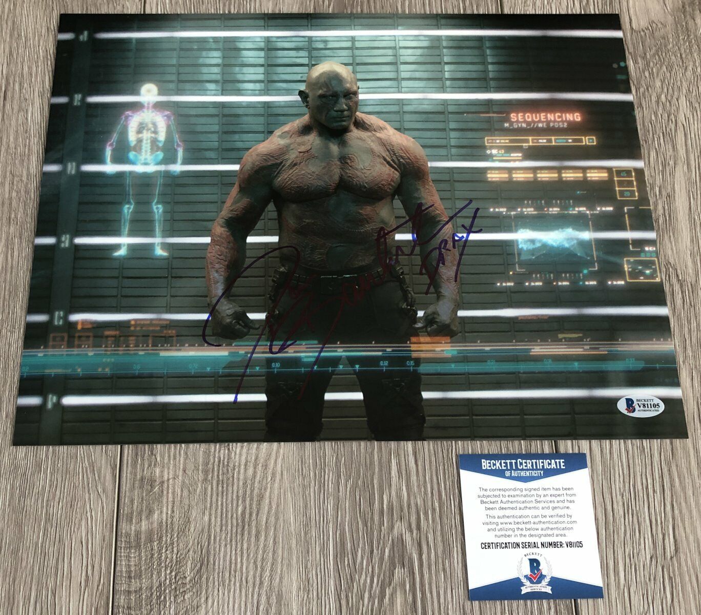 DAVE BAUTISTA GUARDIANS OF THE GALAXY SIGNED 11x14 Photo Poster painting EXACT PROOF BECKETT COA