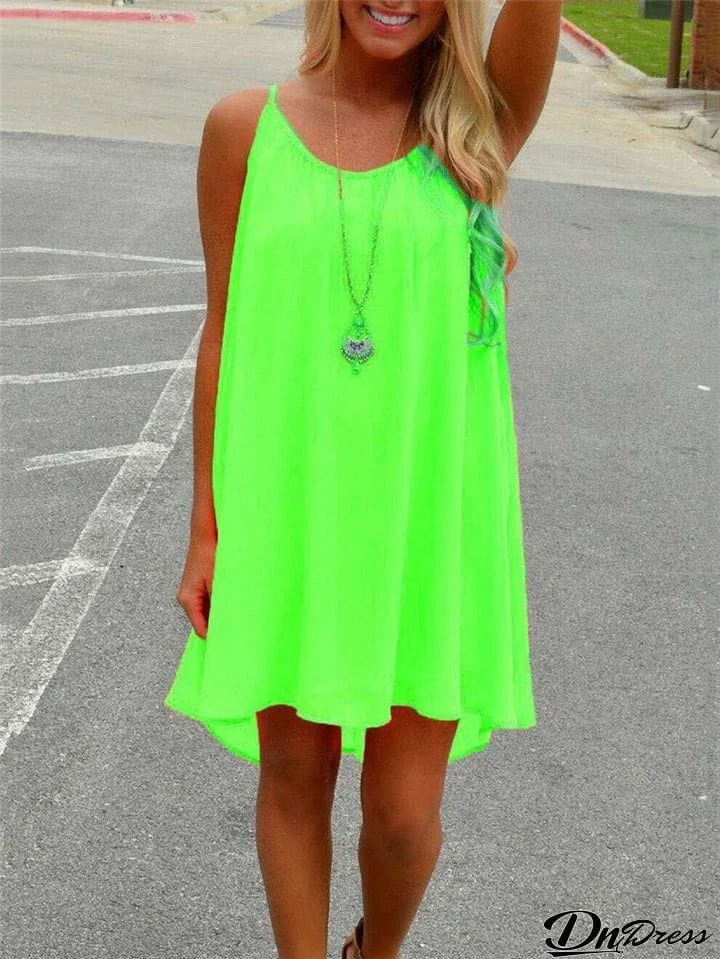 Summer Sleeveless Chiffon Coral Dress