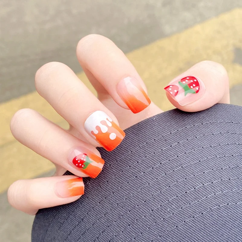 24pcs/set Acrylic Fake Nails Full Cover False Nail Art Tips 10 Sizes Fashion Designs With Nail Adhesive Sticker Coffin Nails-Nail Inspo