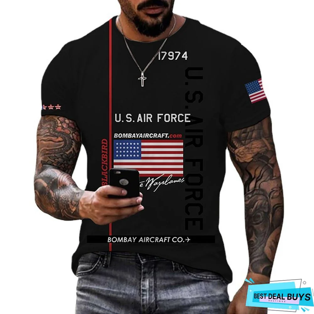 Men's Casual Round Neck Short Sleeve Pullover Slim Fit Digital Print Men's T-Shirt