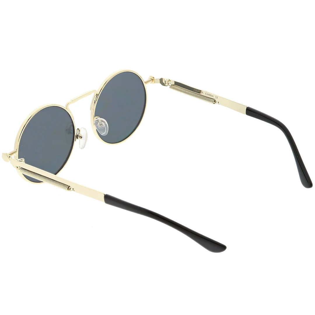 Modern Steampunk Circle glasses Unique Nose Piece Flat Lens 49mm