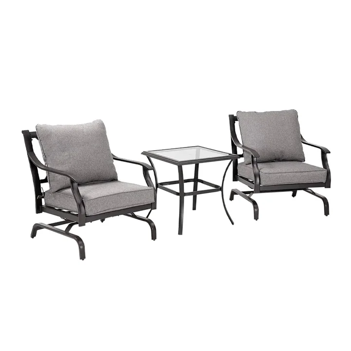 3 Piece Metal Bistro Rocking Chairs, Indoor Outdoor Chat Set