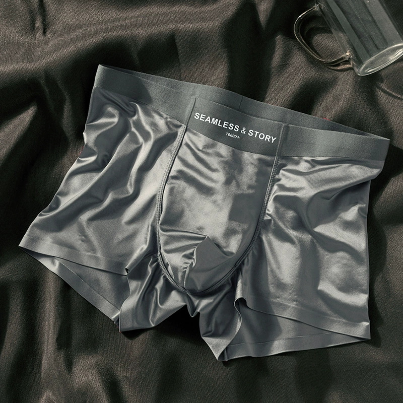 （1pc）High Quality-Men's Elegant Ice Silk Underwear，Mulberry Silk Antimicrobial Boxer Briefs