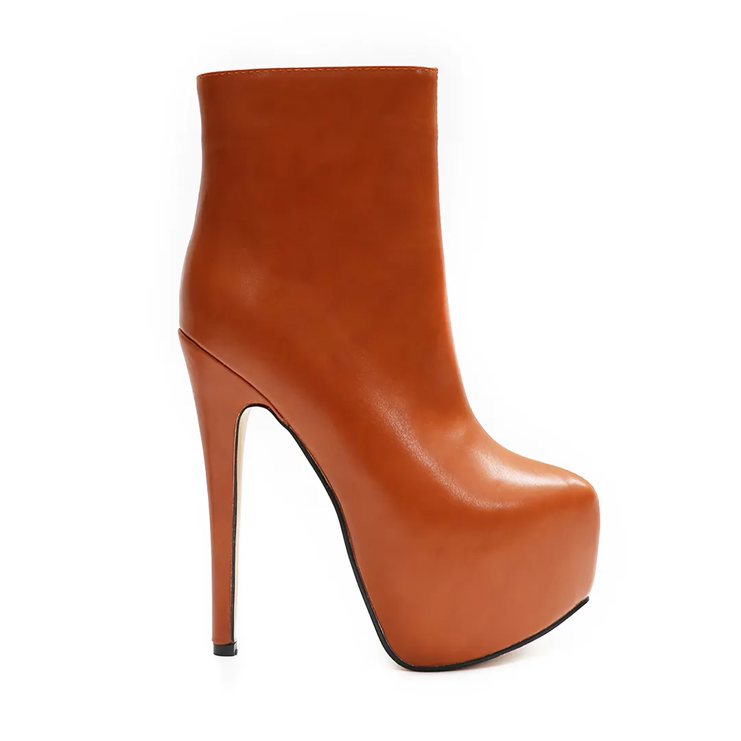 5.9" Women's Sky High Heels Platform Winter Ankle Boots Matte-vocosishoes