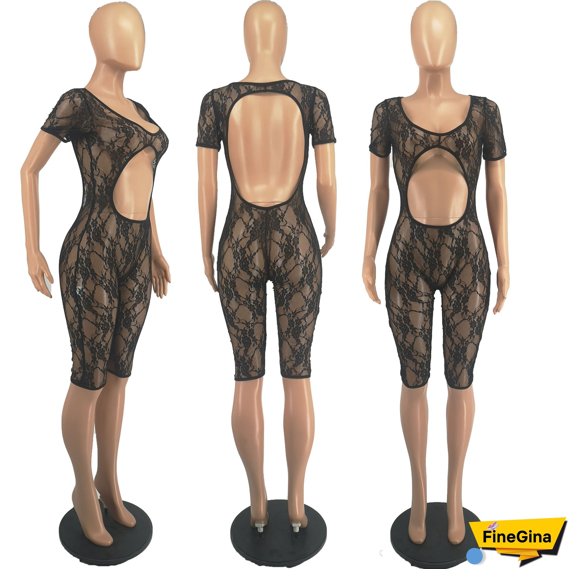 Summer Women Sexy Mesh Jumpsuit